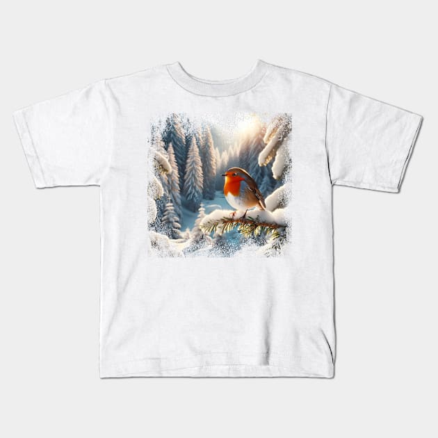 Christmas Robin Kids T-Shirt by OddHouse